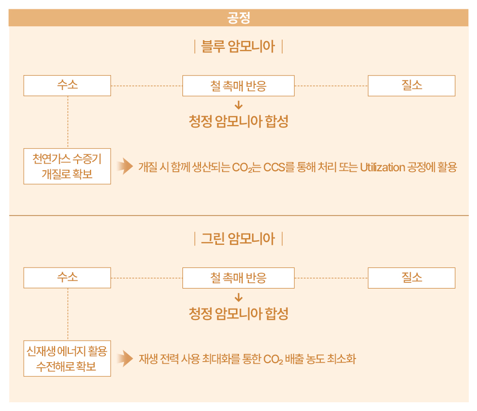 블루 암모니아, 그린 암모니아 공정